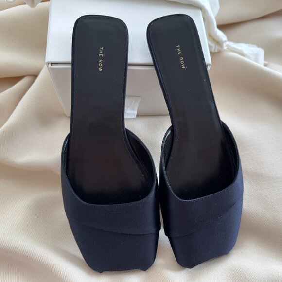 The Row "Milla" Satin Slides in Navy, size 39.5 - Picture 6 of 8